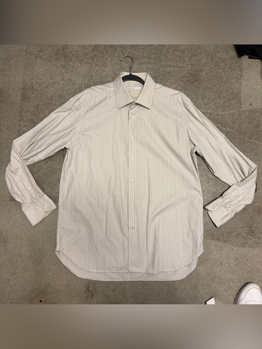 ALEXANDER MCQUEEN MENS STRIPED DRESS SHIRT, SIZE 44 EU (XL), BEIGE/CREAM